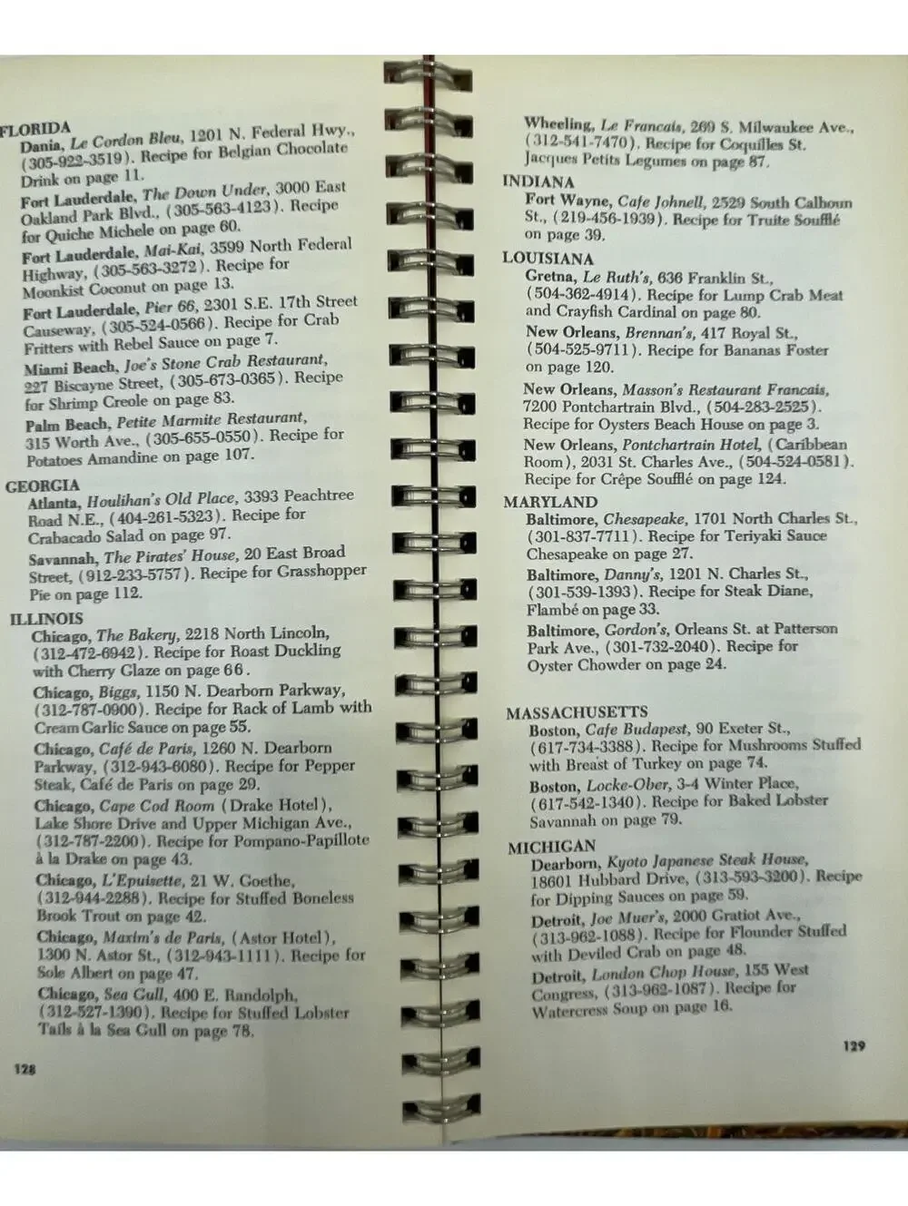 Vintage 1978 Cookbook: 100 Restaurant Recipes, Spiral Bound